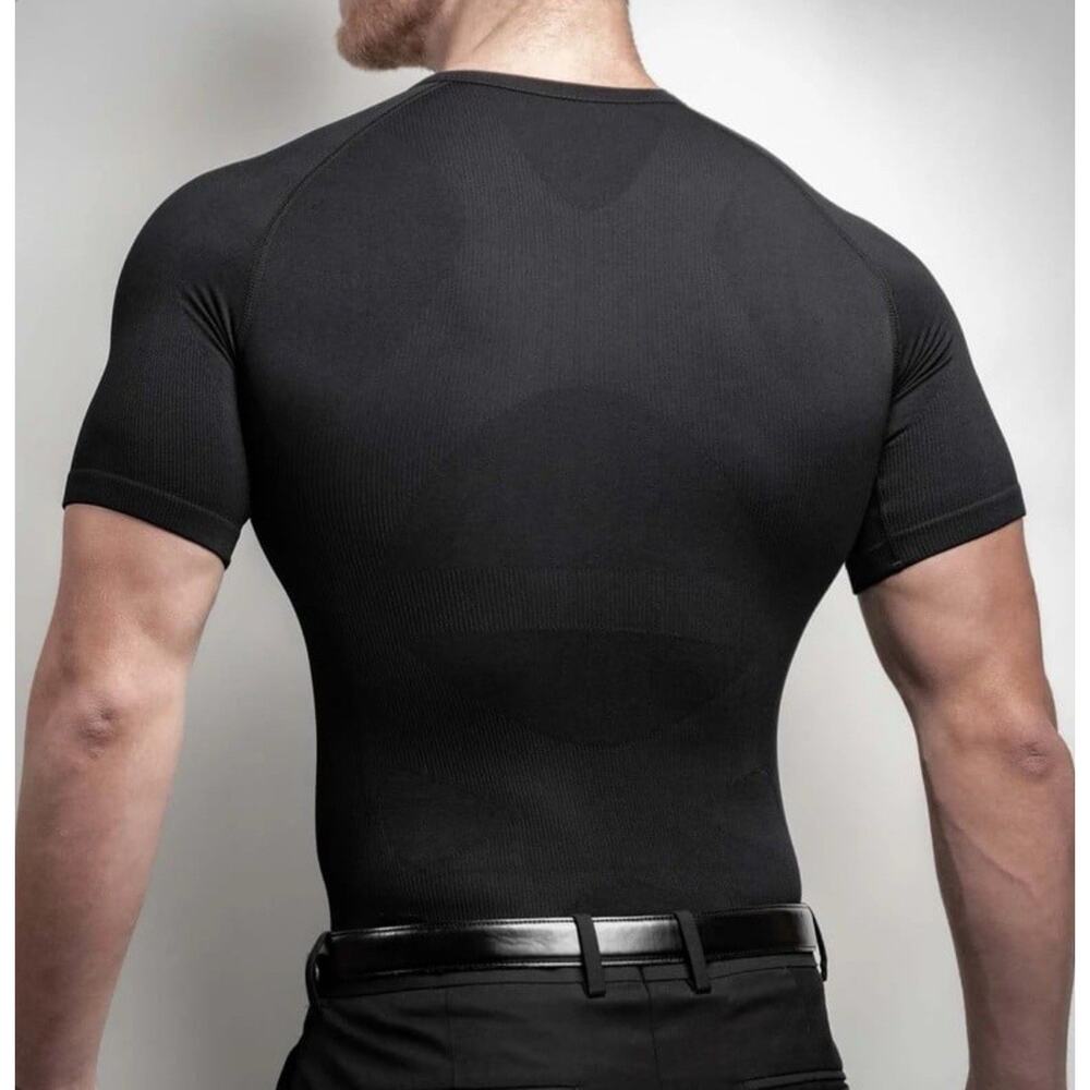 CoreWear Coremax Mens Compression V Neck Slimming Undershirt Shirt Black XL NEW - Picture 11 of 12